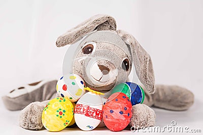 Easter bunny with eggs Stock Photo