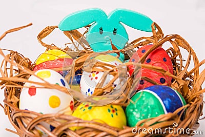 Easter bunny with eggs Stock Photo