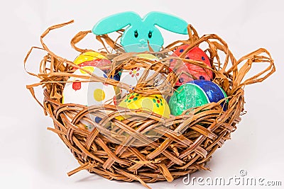 Easter bunny with eggs Stock Photo