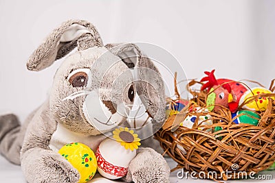 Easter bunny with eggs Stock Photo