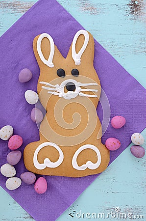 Easter bunny gingerbread cookie Stock Photo