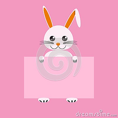 Easter bunny holding blank board for your message copy space design. Vector illustratration. Vector Illustration