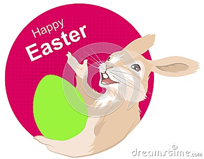 Easter bunny holding egg. Happy easter Vector Illustration