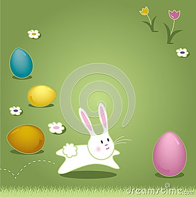 Easter Bunny Hopping Through Grass Cartoon Illustration