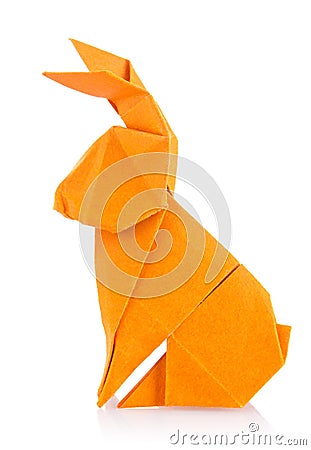 Easter bunny of orange origami Stock Photo