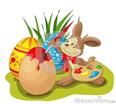 Easter bunny painting Easter egg Stock Photo