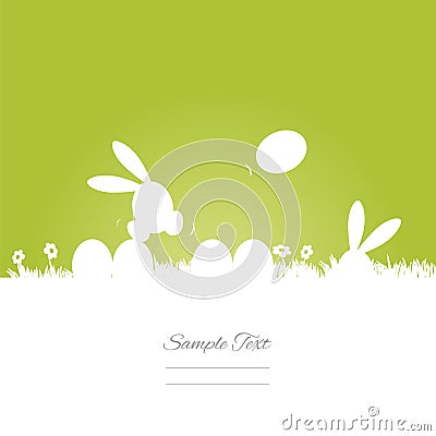 Easter bunny play egg game green background Stock Photo
