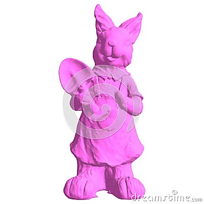 Easter Bunny Rabbit Vector. Rabbit With Work Clothes And Shovel. Pink Bunny Toy For Children. Vector Illustration