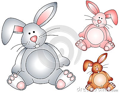 Easter Bunny Rabbits Stuffed Toys Cartoon Illustration