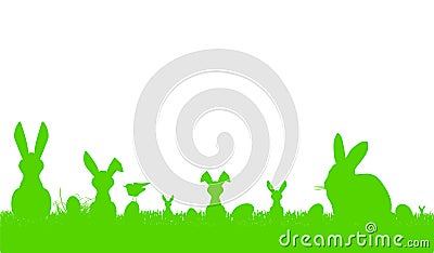Easter bunny silhouettes and easter eggs, banner and neat design element Vector Illustration