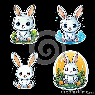 Easter Bunny Sticker Set Stock Photo