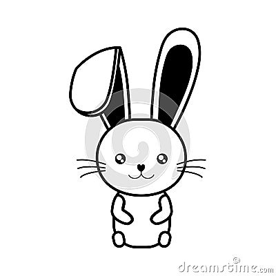 easter bunny wiskers sitting line Cartoon Illustration