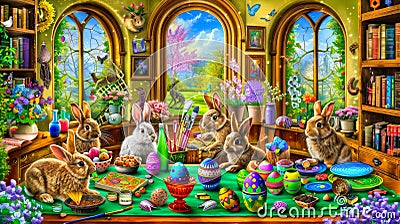 The Easter Bunnys Banquet Stock Photo