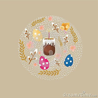 Easter symbols set background Vector Illustration