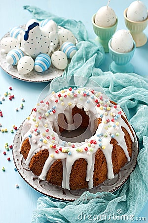 Easter composition with tasty cake Stock Photo