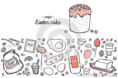 Easter cake recipe two-colored Vector Illustration