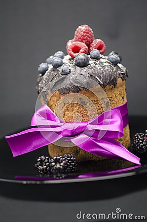 Easter cake with wild berries Stock Photo