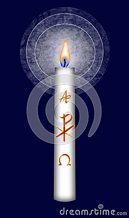 Easter candle with Christ monogram Stock Photo