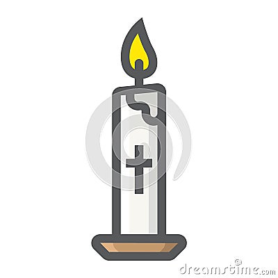 Easter candle filled outline icon, easter holiday Vector Illustration