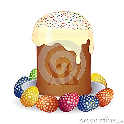 Easter card with Easter cake for Orthodox Easter Vector Illustration