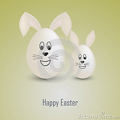 Easter card with two eggs with bunny ears Vector Illustration