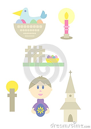 Easter Cartoon Set Vector Illustration