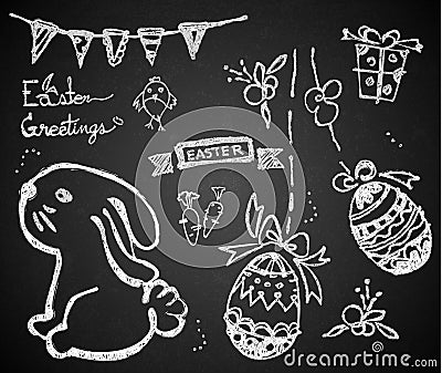 Easter on the chalkboard Vector Illustration