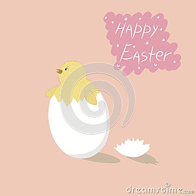 Happy Easter chick Cartoon Illustration