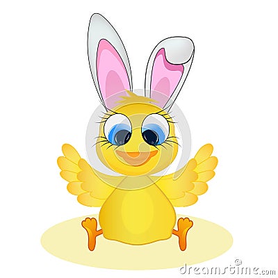 Easter chick and rabbit ears Vector Illustration