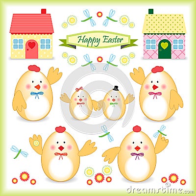 Easter chicken family as eggs Vector Illustration