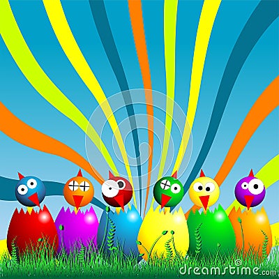 Easter chicks Vector Illustration