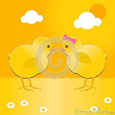 Easter chicks Vector Illustration