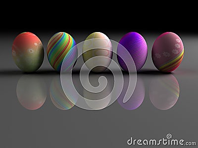 Easter colorful eggs on gray background Stock Photo