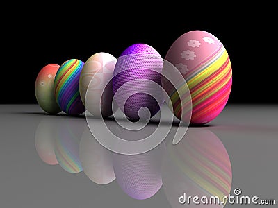 Easter colorful eggs on gray background Stock Photo