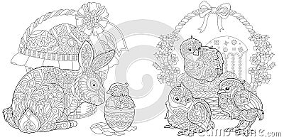 Easter Coloring Page Vector Illustration