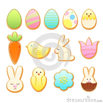 Easter cookies vector set. Vector Illustration