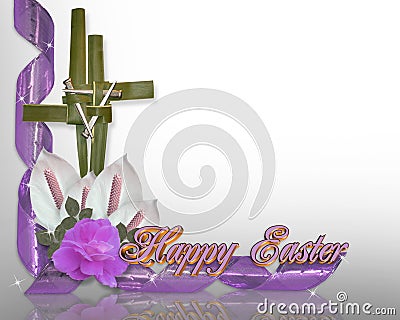 Easter cross border palms Cartoon Illustration