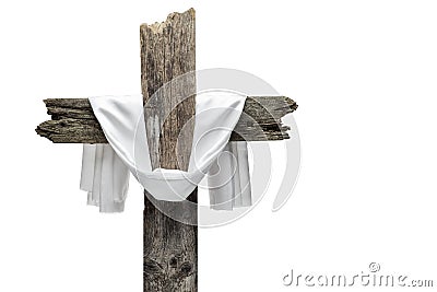 Easter cross isolated on white. He is risen concept. Stock Photo