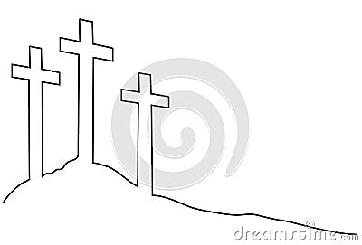 Easter cross one line drawing Vector Illustration