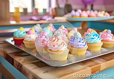 Easter cupcakes with pastel frosting Stock Photo