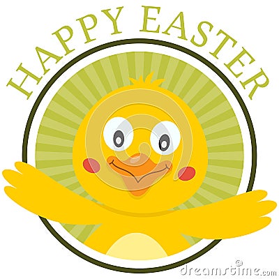 Easter Cute Chick Greeting Card Vector Illustration