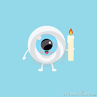 Easter cute eye ball with candle icon Vector Illustration