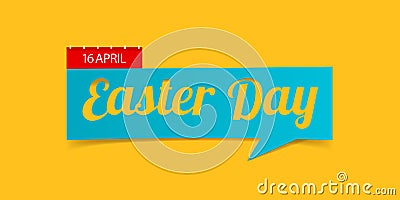 Easter Day banner isolated on yellow background. Banner design template in paper cutting art style. Vector. Vector Illustration