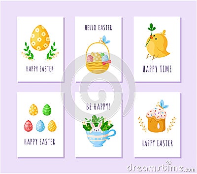 Cartoon easter day set Vector Illustration