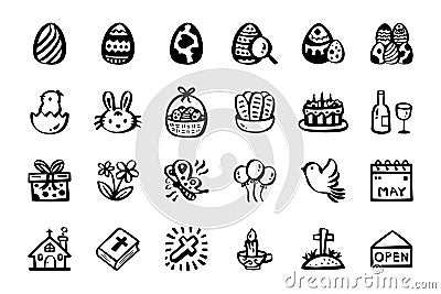Easter day hand drawn doodle icon Vector Illustration