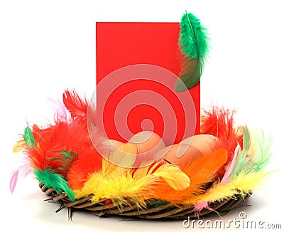 Easter decor with card Stock Photo