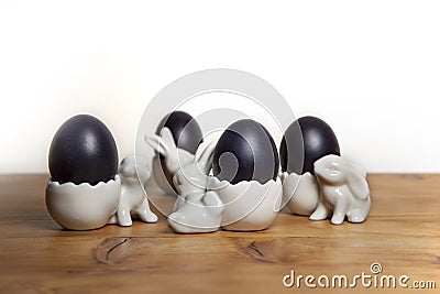 Easter decoration eggs breakfast egg cups Stock Photo