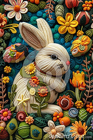 Easter with a delightful felt artwork Stock Photo