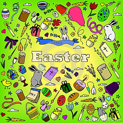 Easter design vector line art Cartoon Illustration