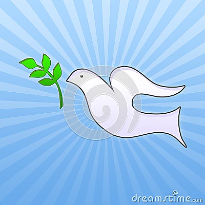 Easter dove with green leaf Stock Photo